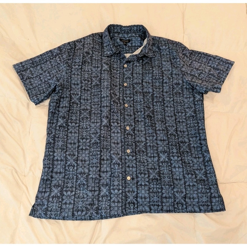 Coastal Dadcore Blue‎ Hawaiian Camp Shirt Tropical Resortcore Button Up Large